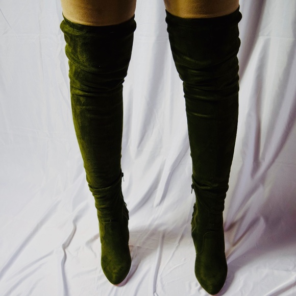 Aldi - Thigh High Corset Lace Boot Green - Picture 2 of 3